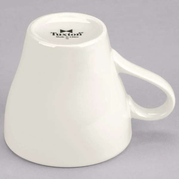Tuxton BEF-1208 Europa 12 Oz. Eggshell China Cappuccino Mug - 24/Case 3 Tuxton BEF-1208 Europa 12 Oz. Eggshell China Cappuccino Mug - 24/Case - Image 3