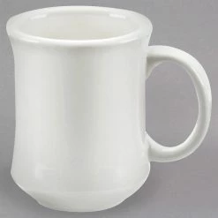 Alternative view of Acopa 7 Oz. Ivory (American White) Bell Shaped Stoneware Coffee Mug - 12/Pack
