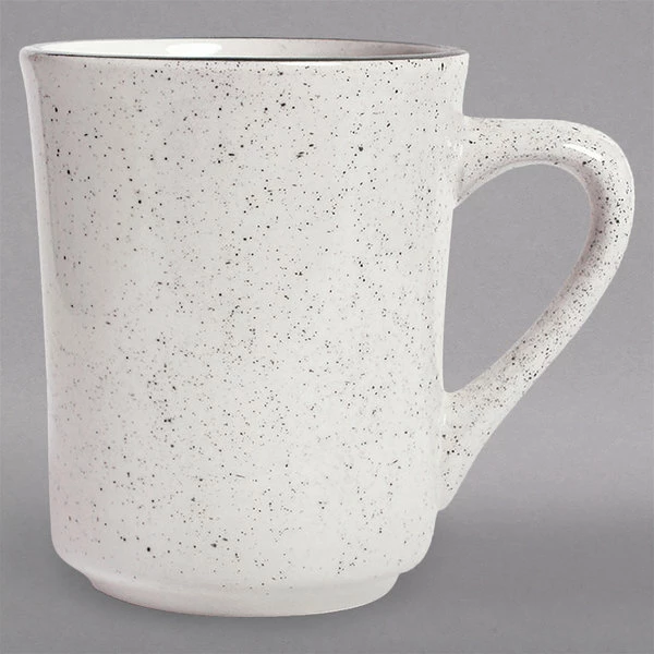 Tuxton TES-017 Emerald 8 Oz. Green Speckle Narrow Rim China Tiara Mug / Cup - 36/Case 1 Tuxton TES-017 Emerald 8 Oz. Green Speckle Narrow Rim China Tiara Mug / Cup - 36/Case