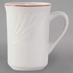 Tuxton YBM-080 Monterey 8 Oz. Eggshell China Mug With Berry Band - 36/Case