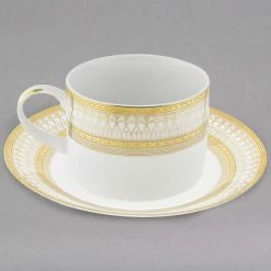 10 Strawberry Street IRIANA-9GLD Iriana 8 Oz. Gold Porcelain Can Cup With Saucer - 24/Case