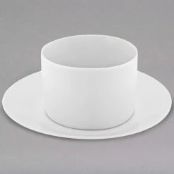 10 Strawberry Street RW0009NOHANDLESAUCER Royal White 8 Oz. Porcelain Round Can Cup With Saucer - 24/Case