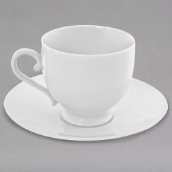 10 Strawberry Street RW0010 Royal White 8 Oz. White Round Porcelain Sophia Cup With Saucer - 24/Case