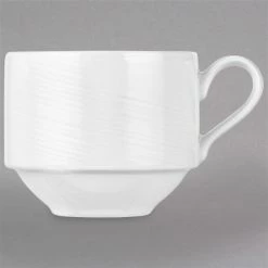 Syracuse China 987659436 Silk 8.5 Oz. Royal Rideau White Stacking Porcelain Cup - 36/Case