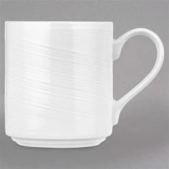 Syracuse China 987659437 Silk 12.25 Oz. Royal Rideau White Stacking Porcelain Mug - 36/Case