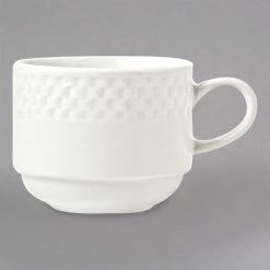 Syracuse China 999013531 EOS Constellation 9 Oz. Lunar Bright White Stacking Porcelain Cup - 36/Case
