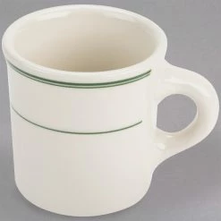Homer Laughlin By Steelite International HL3001 Green Band Rolled Edge 8.75 Oz. Mug - 36/Case -Rak Porcelain shop 1536224