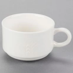 Syracuse China 950041113 Cafe Royal 7 Oz. Royal Rideau White Stacking Porcelain Cup - 36/Case -Rak Porcelain shop 1536292