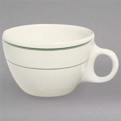 Homer Laughlin By Steelite International HL1021 Green Band 7.5 Oz. Ivory (American White) China Ovide Cup - 36/Case