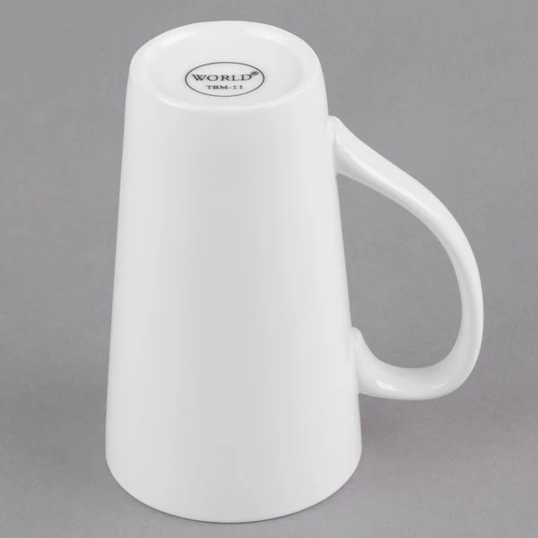 World Tableware TBM-11 10 Oz. Ultra Bright White Porcelain Tall Bistro Mug - 12/Case 4 World Tableware TBM-11 10 Oz. Ultra Bright White Porcelain Tall Bistro Mug - 12/Case - Image 4
