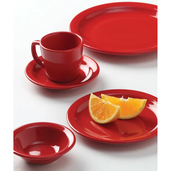 Tuxton NQE-054 TuxCare Healthcare 5 1/2" Cayenne Colorado China Saucer - 36/Case 2 Tuxton NQE-054 TuxCare Healthcare 5 1/2" Cayenne Colorado China Saucer - 36/Case - Image 2