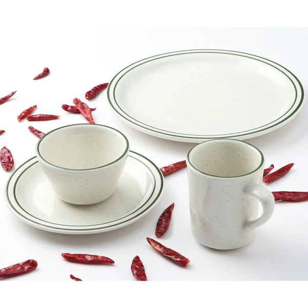 Tuxton TES-017 Emerald 8 Oz. Green Speckle Narrow Rim China Tiara Mug / Cup - 36/Case 2 Tuxton TES-017 Emerald 8 Oz. Green Speckle Narrow Rim China Tiara Mug / Cup - 36/Case - Image 2