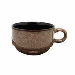 Oneida Rustic By 1880 Hospitality L6753059522 6 Oz. Chestnut Porcelain Stacking Coffee Cup - 24/Case