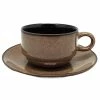 Oneida Rustic By 1880 Hospitality L6753059505 4 3/4" Chestnut Porcelain Espresso Coupe Saucer - 48/Case