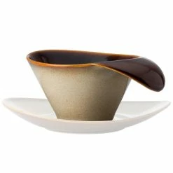 Oneida Rustic By 1880 Hospitality L6753066529 7 Oz. Sama Porcelain Teacup With Lip Handle - 24/Case