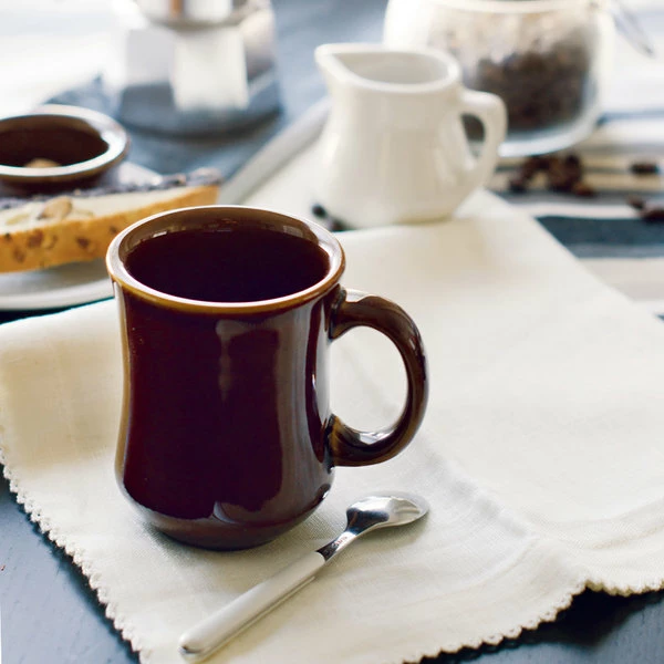 Tuxton BAM-0806 Caramel 9 Oz. China Princess Mug - 24/Case 5 Tuxton BAM-0806 Caramel 9 Oz. China Princess Mug - 24/Case - Image 5