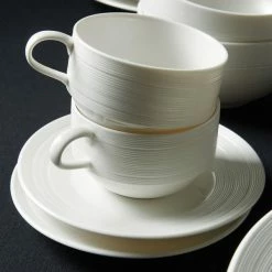Oneida Manhattan By 1880 Hospitality L5650000500 6 1/4" Warm White Porcelain Coupe Saucer - 48/Case -Rak Porcelain shop 1631760