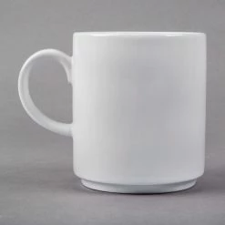 Syracuse China 999023572 Rigel Constellation 12 Oz. Stackable Lunar Bright White Porcelain Mug - 36/Case