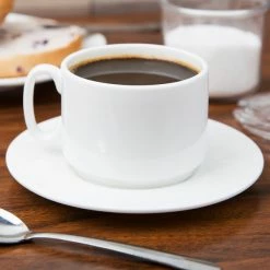 10 Strawberry Street B4521B4523 Izabel Lam Pond 8 Oz. White Bone China Coffee Cup And Saucer Set - 24/Case