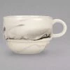Syracuse China 999533016 Smoke 9.5 Oz. Royal Rideau White / Black Swirl Porcelain Stackable Tea Cup - 36/Case