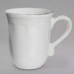 10 Strawberry Street OXFRD-28 Oxford 16 Oz. Silver/Metallic Rim White Stoneware Mug - 24/Case