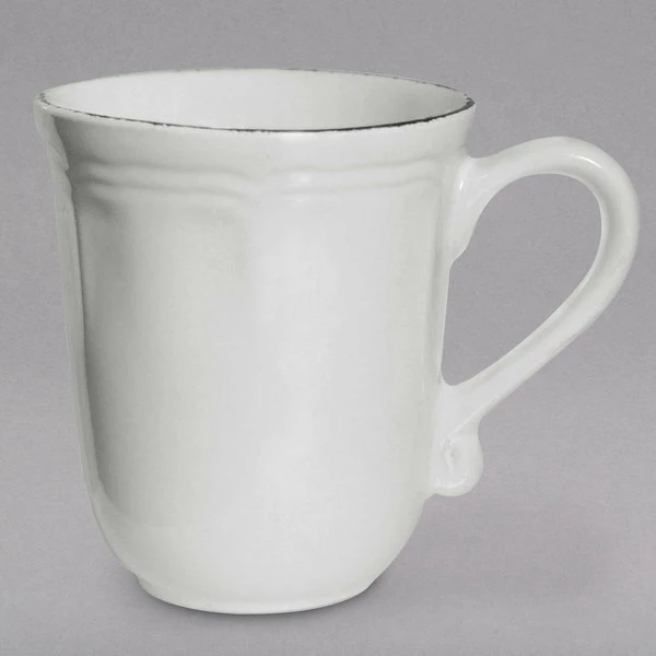 10 Strawberry Street OXFRD-28 Oxford 16 Oz. Silver/Metallic Rim White Stoneware Mug - 24/Case 1 10 Strawberry Street OXFRD-28 Oxford 16 Oz. Silver/Metallic Rim White Stoneware Mug - 24/Case