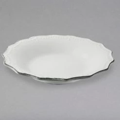 10 Strawberry Street OXFRD-3 Oxford 16 Oz. Silver/Metallic Rim White Stoneware Salad Bowl - 24/Case