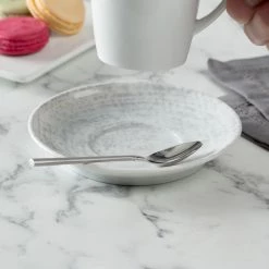 Schonwald 9016919-63070 Shabby Chic 5 1/2" Structure Grey Round Porcelain Saucer - 12/Case