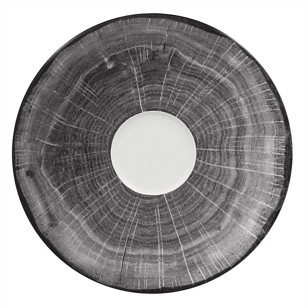 RAK Porcelain WDCLSA13BG Woodart 5 1/8" Beech Grey Porcelain Espresso Cup Saucer - 12/Case 1 RAK Porcelain WDCLSA13BG Woodart 5 1/8" Beech Grey Porcelain Espresso Cup Saucer - 12/Case