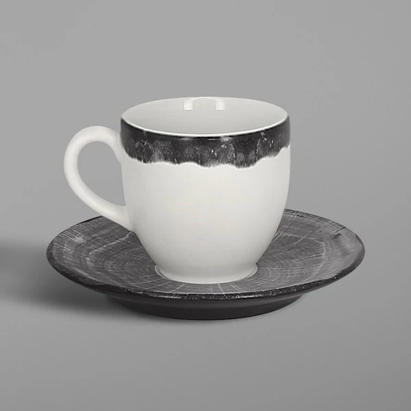 RAK Porcelain WDCLSA13BG Woodart 5 1/8" Beech Grey Porcelain Espresso Cup Saucer - 12/Case 2 RAK Porcelain WDCLSA13BG Woodart 5 1/8" Beech Grey Porcelain Espresso Cup Saucer - 12/Case - Image 2