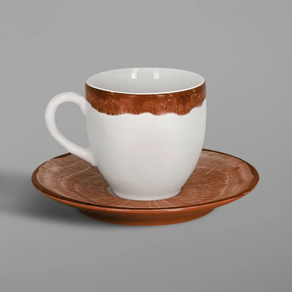 RAK Porcelain WDCLSA13TB Woodart 5 1/8" Timber Brown Porcelain Espresso Cup Saucer - 12/Case 2 RAK Porcelain WDCLSA13TB Woodart 5 1/8" Timber Brown Porcelain Espresso Cup Saucer - 12/Case - Image 2