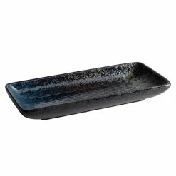 Playground Dinnerware Playground 701212291000351 Sea 8 5/8" X 3 7/8" Deep Rectangular Stoneware Platter - 6/Case