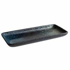 Playground Dinnerware Playground 701212791000351 Sea 10 5/8" X 4 3/4" Deep Rectangular Stoneware Platter - 2/Case