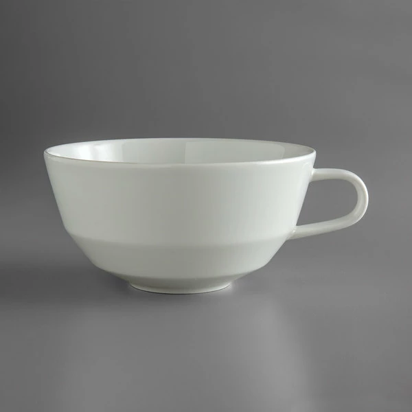 Schonwald 9125187 Allure 12.75 Oz. Bone White Porcelain Cafe Au Lait Low Cup - 12/Case 1 Schonwald 9125187 Allure 12.75 Oz. Bone White Porcelain Cafe Au Lait Low Cup - 12/Case