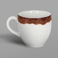 RAK Porcelain WDCLCU09WB Woodart 3.1 Oz. Walnut Brown Porcelain Espresso Cup - 12/Case