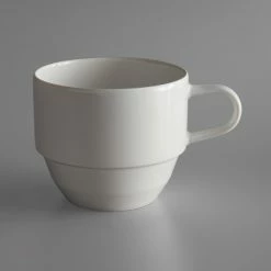 Schonwald 9125119 Allure 6.38 Oz. Bone White Stackable Porcelain Tea Cup - 6/Case
