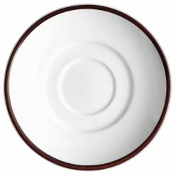 Syracuse China 999025500 Banded Rigel Constellation 6" Lunar Bright White Porcelain Saucer With Apple Butter Solid Band - 36/Case
