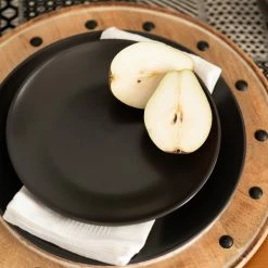 10 Strawberry Street WM-4-BLK Wazee Matte 7 3/4" Round Black Stoneware Salad Plate - 24/Case -Rak Porcelain shop 1842829