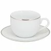 10 Strawberry Street CPSL0009 Coupe Silver Line 6 Oz. Silver Porcelain Coffee Cup And Saucer Set - 24/Case