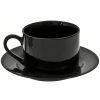 10 Strawberry Street BRB0009 Black Rim 8 Oz. Porcelain Coffee Cup And Saucer Set - 24/Case