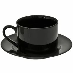 10 Strawberry Street BRB0009 Black Rim 8 Oz. Porcelain Coffee Cup And Saucer Set - 24/Case