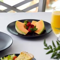 Acopa 7 1/4" Matte Black Stoneware Coupe Plate - 36/Case