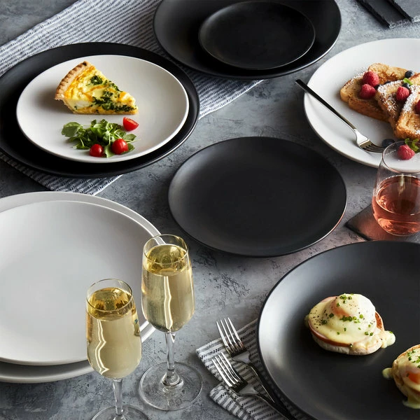 Acopa 11" Matte Black Stoneware Coupe Plate - 12/Case 4 Acopa 11" Matte Black Stoneware Coupe Plate - 12/Case - Image 4
