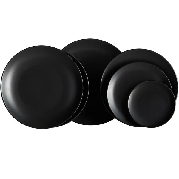 Acopa 10 1/2" Matte Black Stoneware Coupe Plate - 12/Case 5 Acopa 10 1/2" Matte Black Stoneware Coupe Plate - 12/Case - Image 5