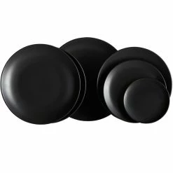 Acopa 7 1/4" Matte Black Stoneware Coupe Plate - 36/Case -Rak Porcelain shop 1863099
