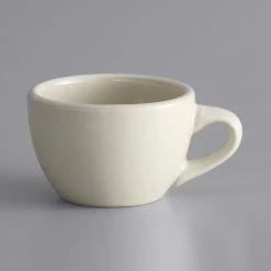 World Tableware NR-1 Kingsmen White 7 Oz. Ultima Cream White Narrow Rim Stoneware Cup - 36/Case
