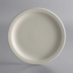 World Tableware NR-8 Kingsmen White 9" Ultima Cream White Narrow Rim Round Stoneware Plate - 24/Case