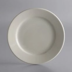 World Tableware PWC-8 Princess White 9" Ultima Cream White Round Rolled Edge Stoneware Plate - 24/Case