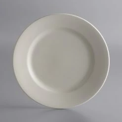 World Tableware PWC-9 Princess White 9 3/4" Ultima Cream White Round Rolled Edge Stoneware Plate - 24/Case