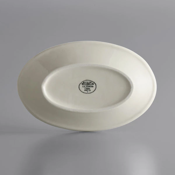 World Tableware PWC-33 Princess White 7" X 4" Ultima Cream White Oval Rolled Edge Stoneware Platter - 36/Case 2 World Tableware PWC-33 Princess White 7" X 4" Ultima Cream White Oval Rolled Edge Stoneware Platter - 36/Case - Image 2